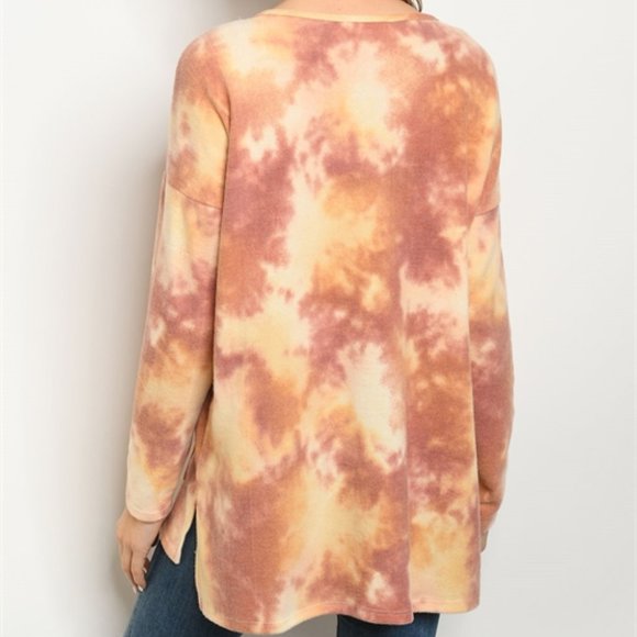 RUST TIE DYE TUNIC TOP - Picture 3 of 8